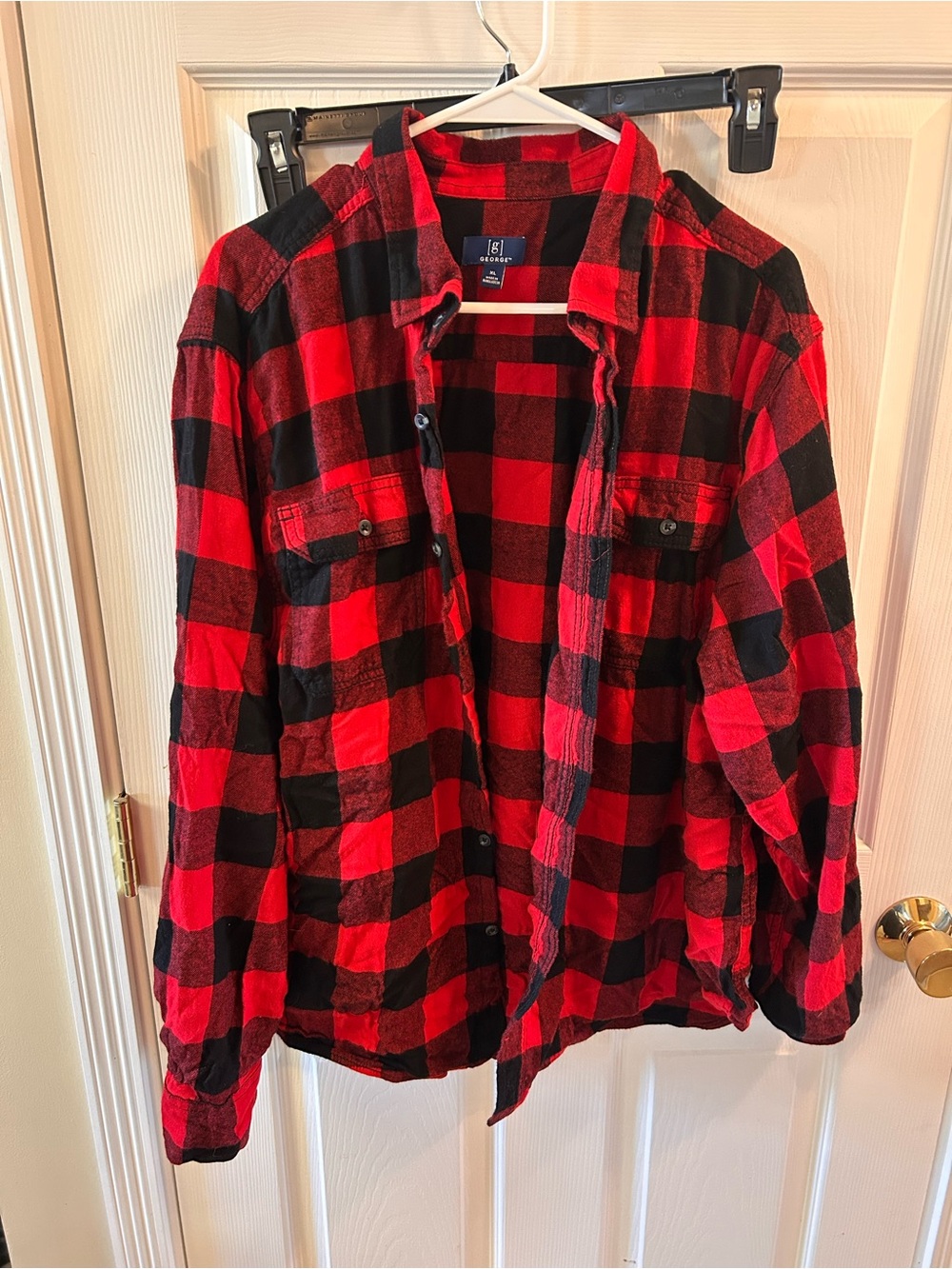 George Red and Black Buffalo Plaid Button-Down Shirt